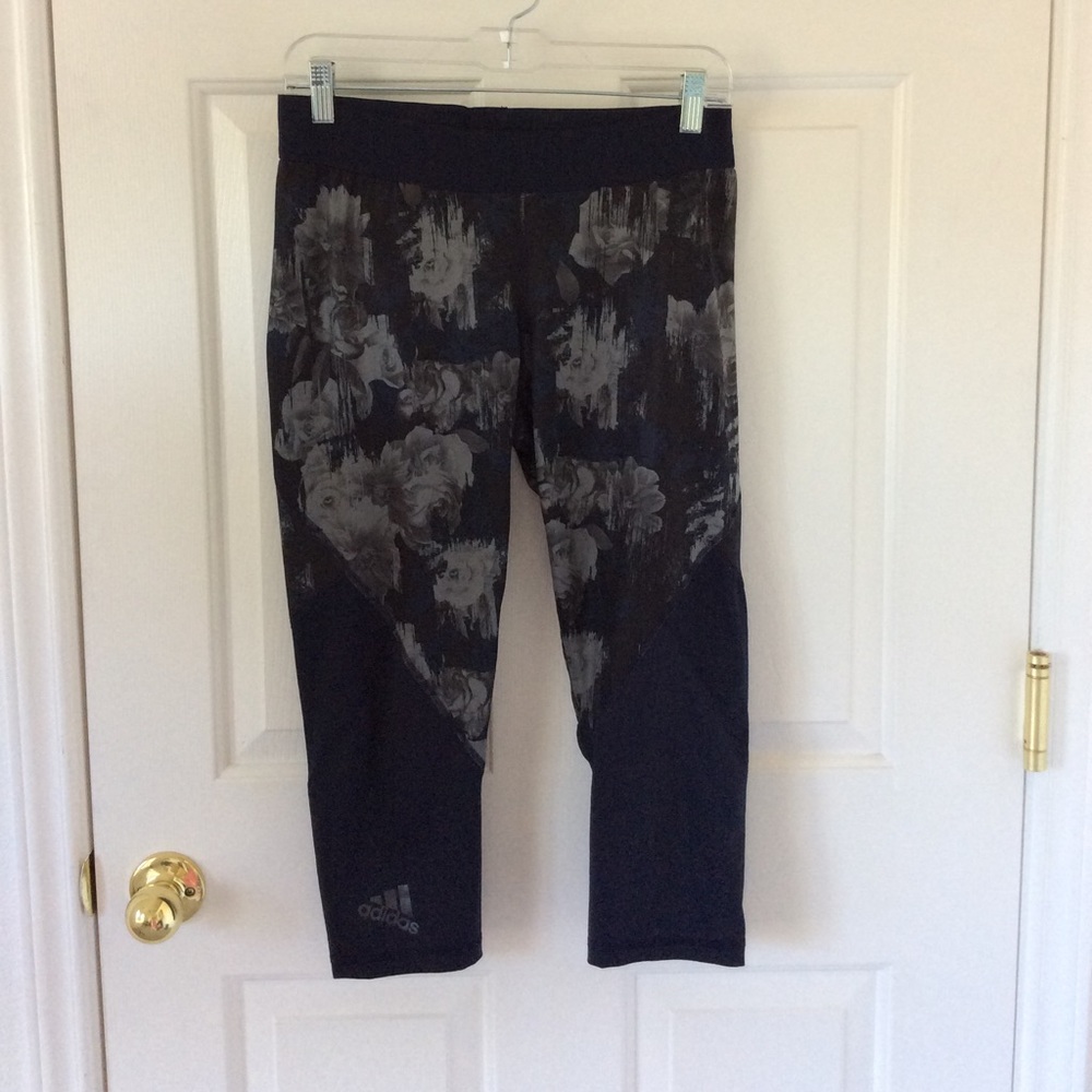 Adidas Blue Black and Gray Leggings / Size Large